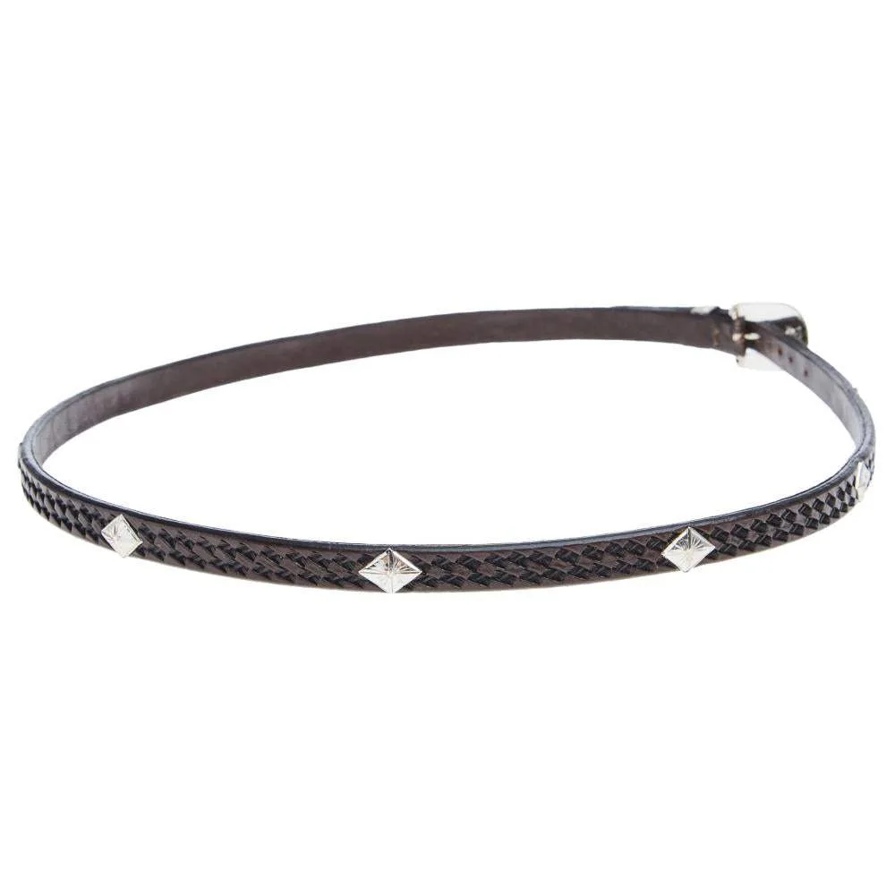 Vogt Silversmiths Hatband Chocolate Basket with Sterling Silver Diamond Conchos