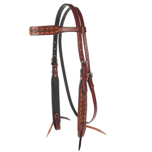 WD Tack Braided Lace Two Tone Chestnut Natural Browband Headstall
