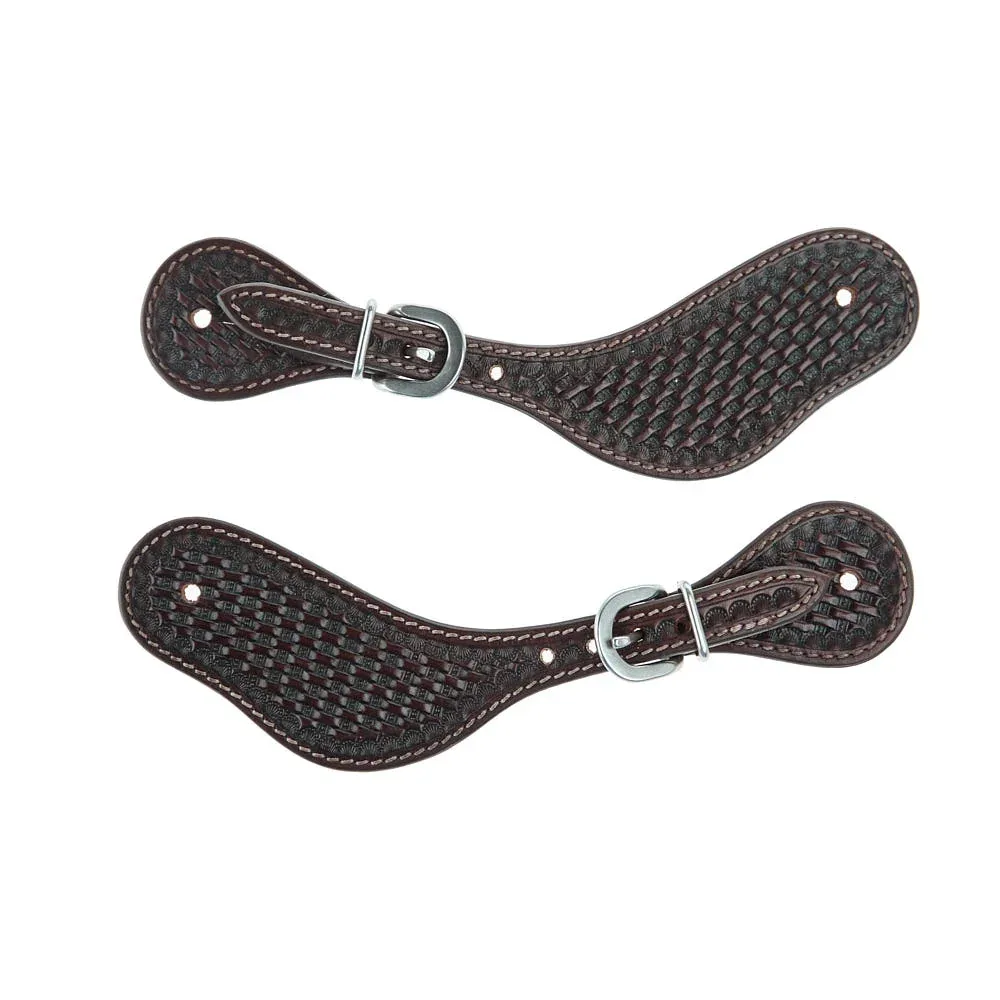 WD Tack Heavy Oiled Basket Tooled Ladies Dove Wing Spur Straps - Image 2