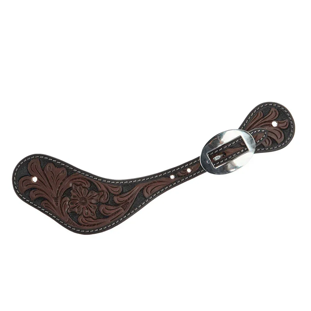 WD Tack Heavy Oiled Floral Tooled Mens Dove Wing Spur Strap