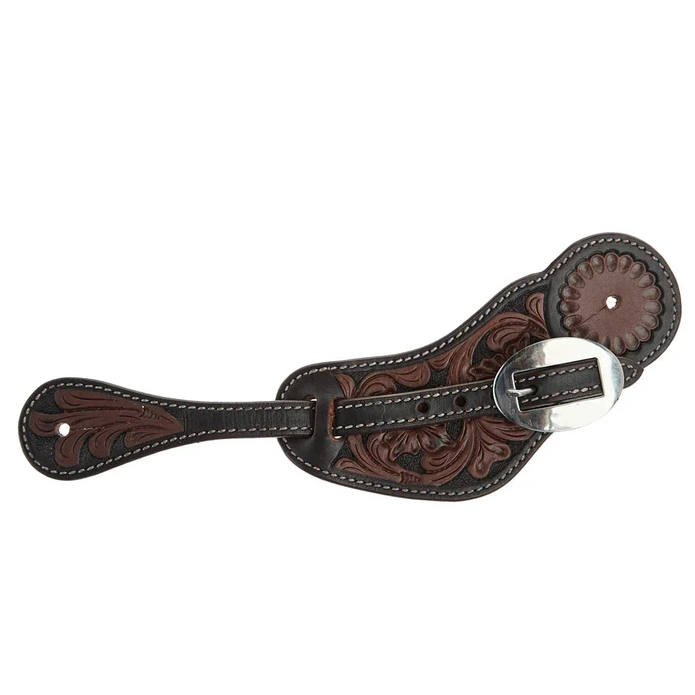 WD Tack Heavy Oiled Floral Tooled Mens Spur Straps