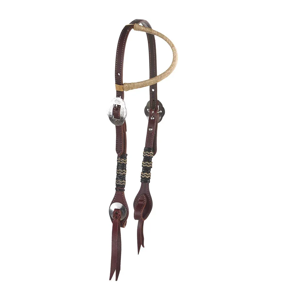 WD Tack Natural Black Rawhide Braided Double Buckle Latigo Leather Single Ear
