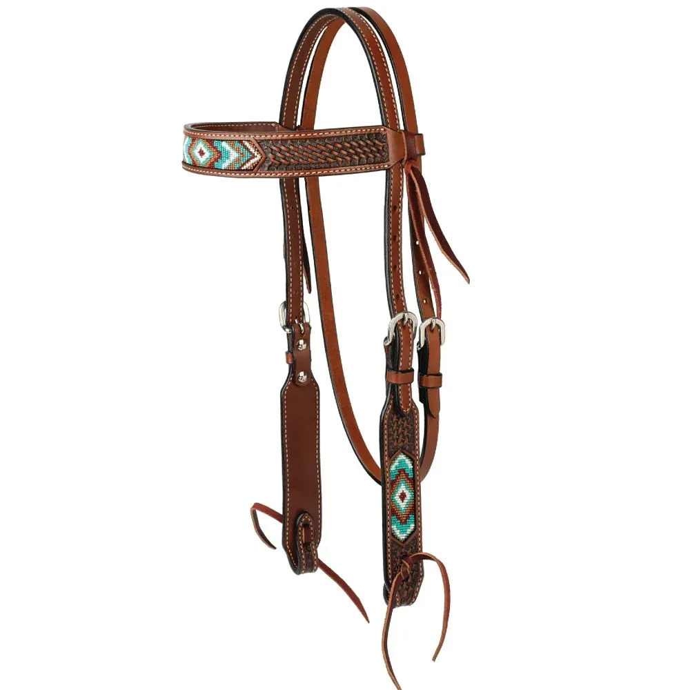 Weaver Leather Beaded Basket Stamp Browband Headstall