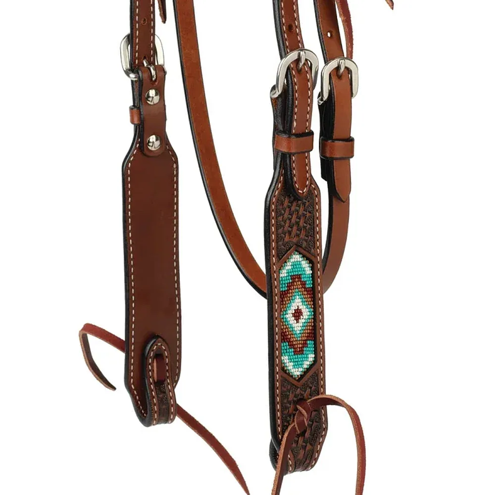 Weaver Leather Beaded Basket Stamp Browband Headstall - Image 2