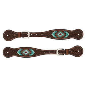 Weaver Leather Beaded Basket Stamp Mens Spur Straps