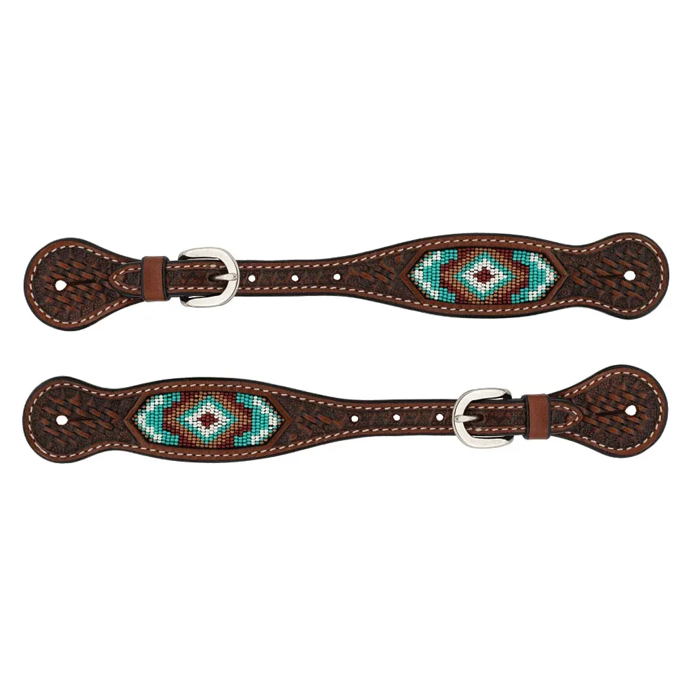 Weaver Leather Beaded Basket Stamp Mens Spur Straps