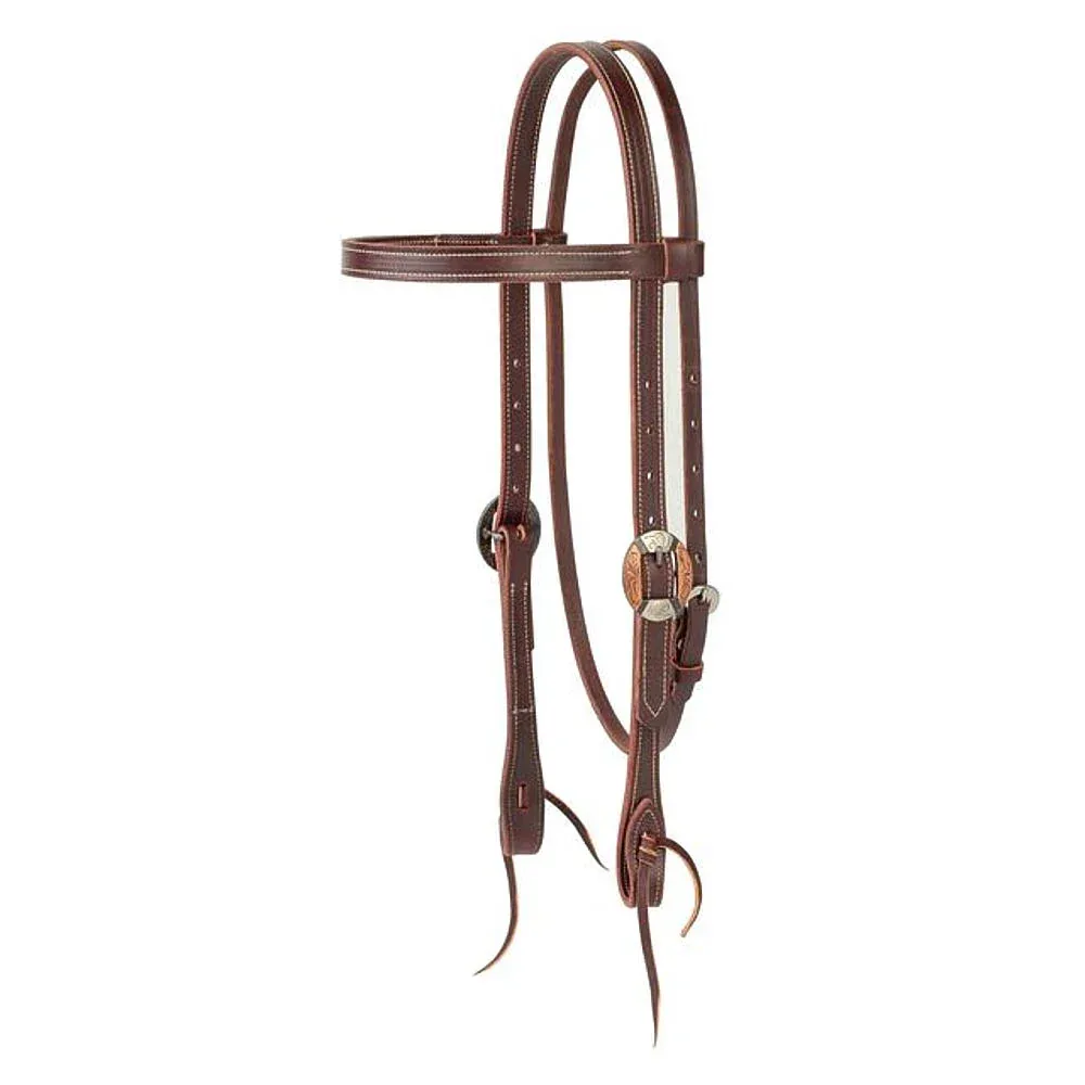 Weaver Leather Latigo Western Browband Headstall with Engraved Cart Buckles