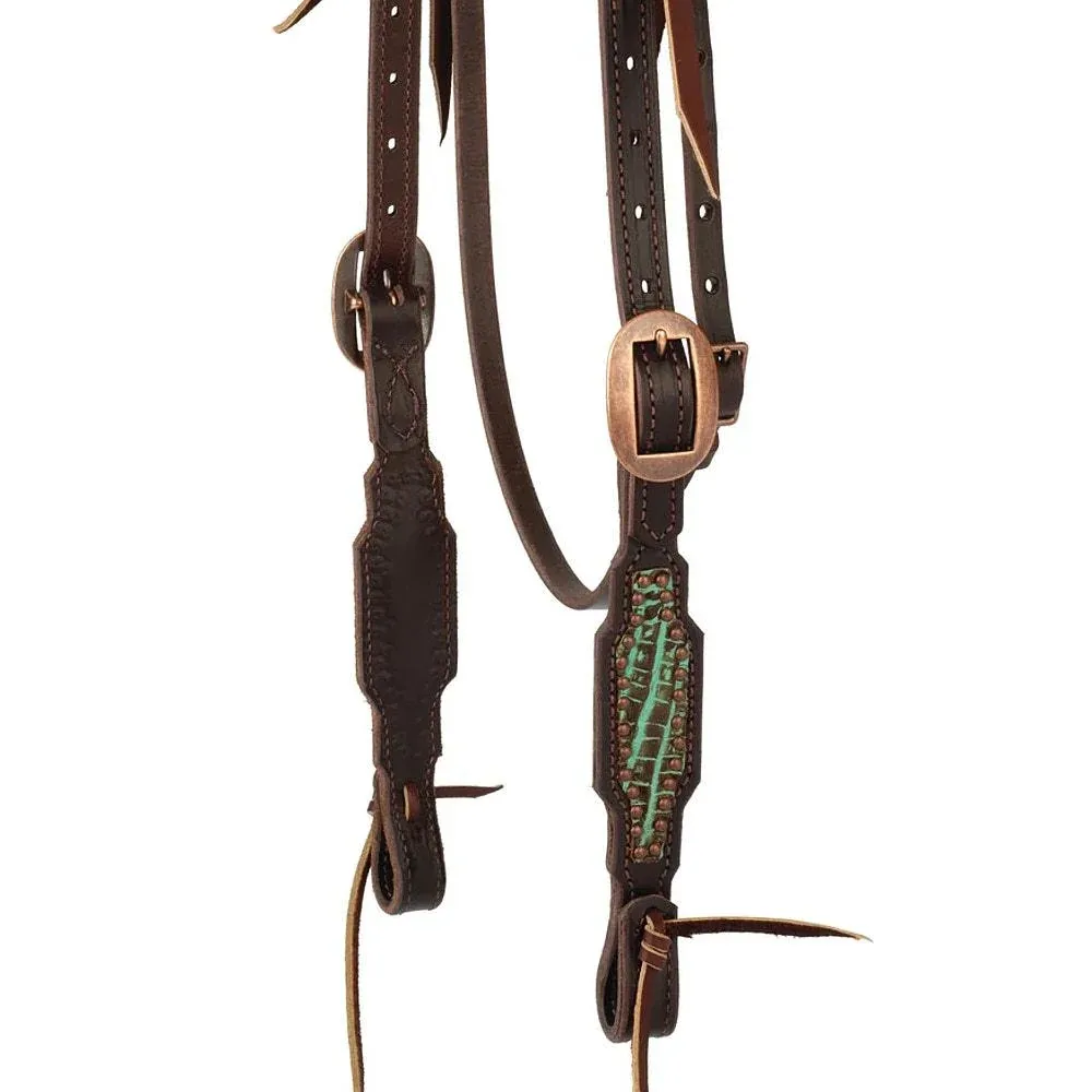 Weaver Leather Turquoise Croc Browband Headstall - Image 2