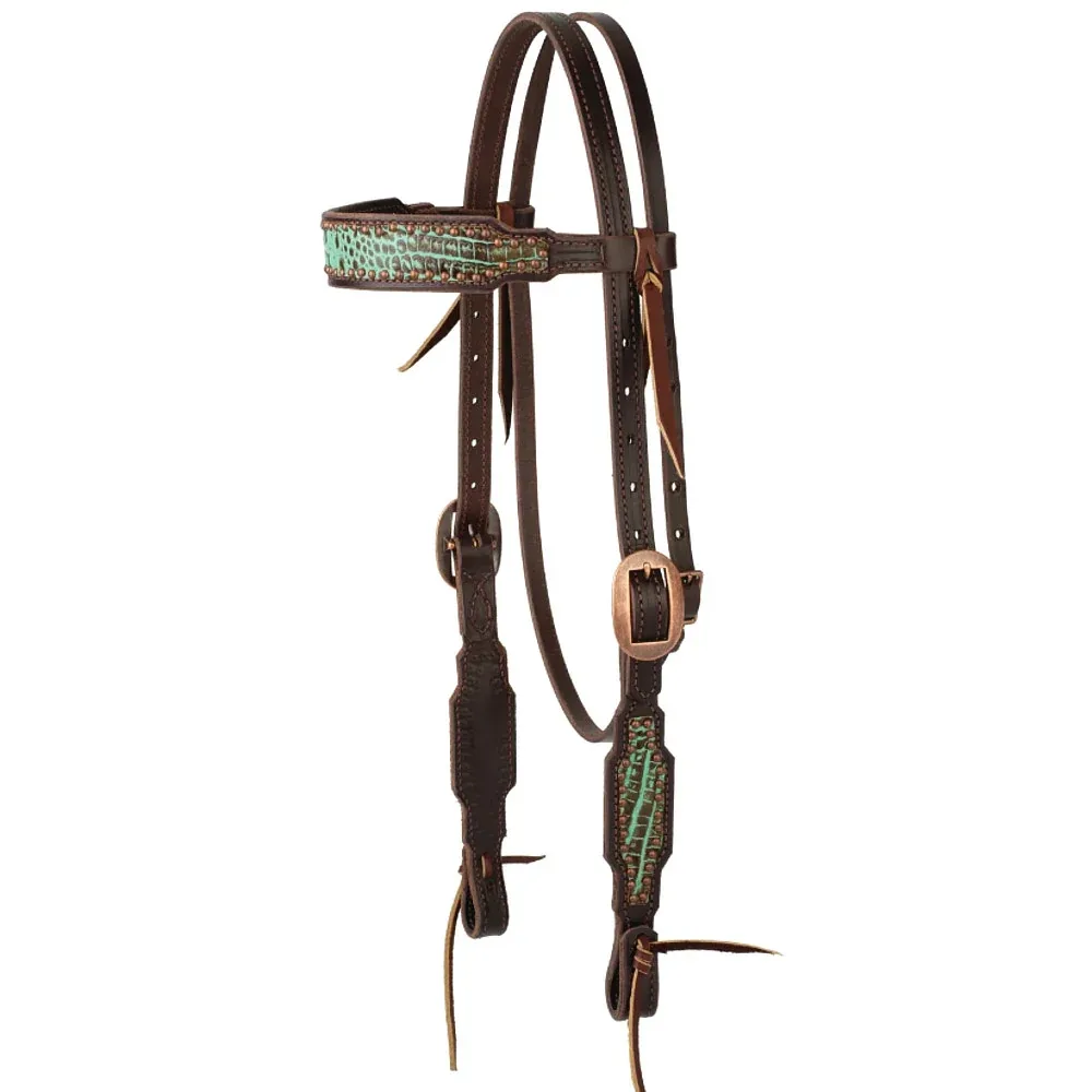 Weaver Leather Turquoise Croc Browband Headstall