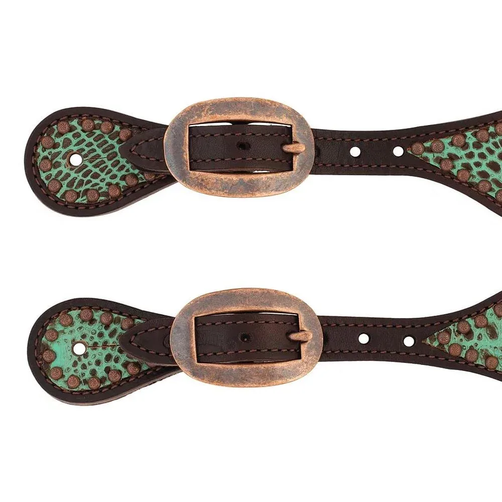 Weaver Leather Turquoise Croc Ladies Spur Straps - Image 2