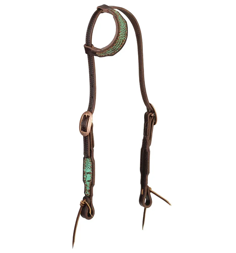 Weaver Leather Turquoise Croc Single Ear Headstall