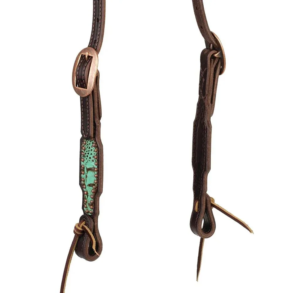 Weaver Leather Turquoise Croc Single Ear Headstall - Image 2