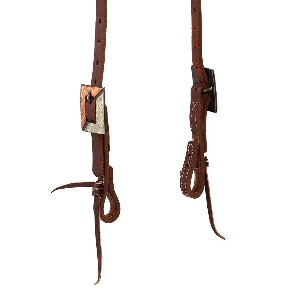 Weaver Leather Working Tack Copper Silver Engraved Single Ear Headstall - Image 2