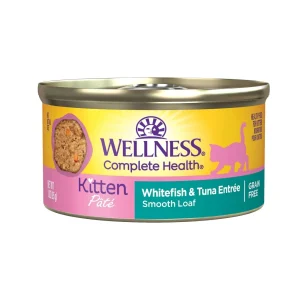 Wellness Complete Health Kitten Whitefish & Tuna Pate Wet Cat Food, 3 oz each, Case of 24