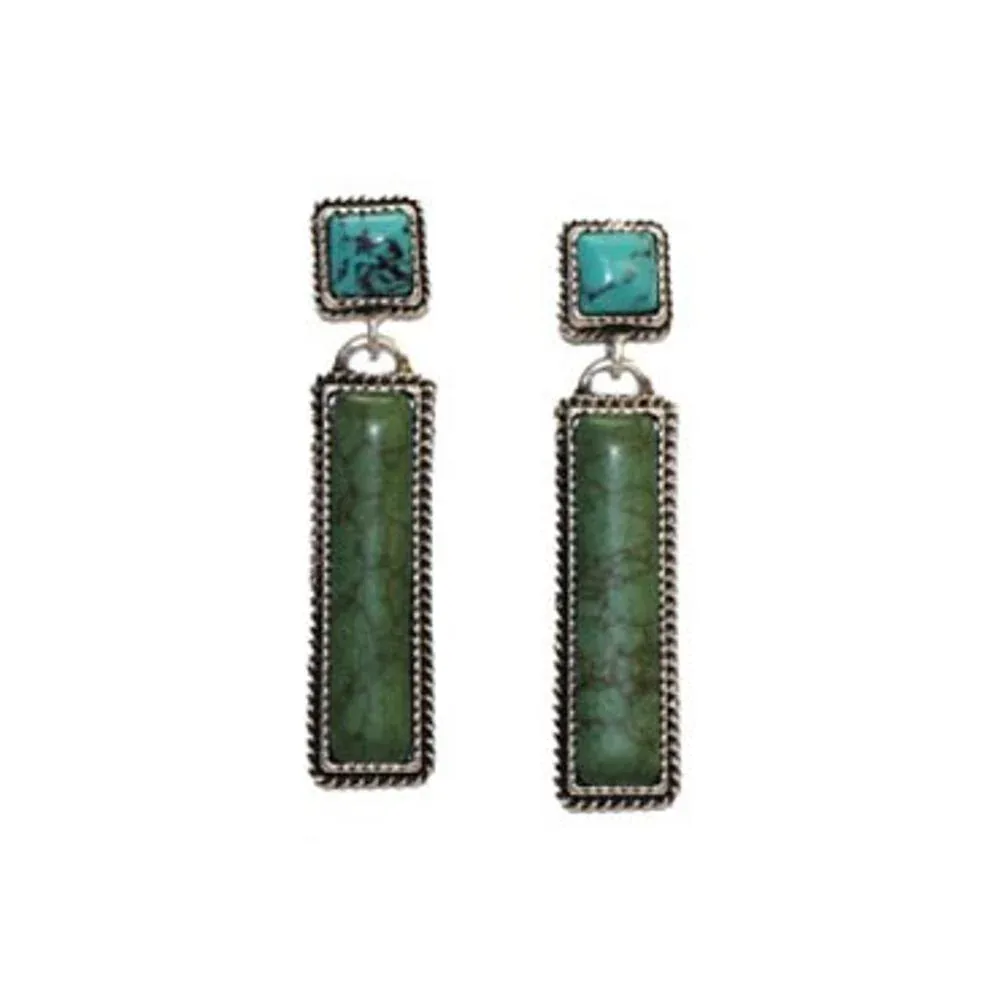 West And Company Green Bar Turquoise Post Earrings