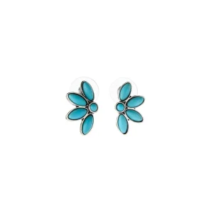 West And Company Half Flower Turquoise Earrings