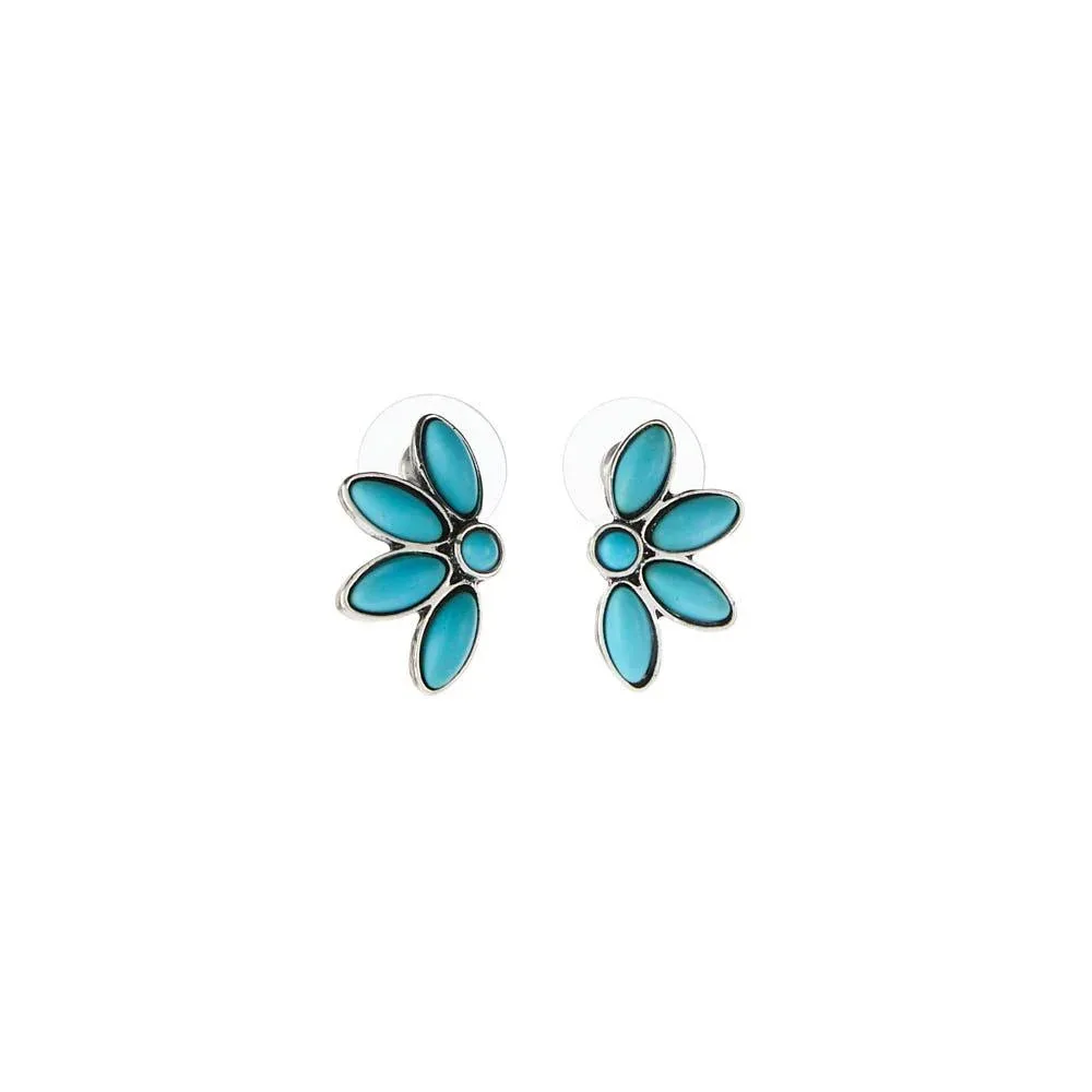 West And Company Half Flower Turquoise Earrings