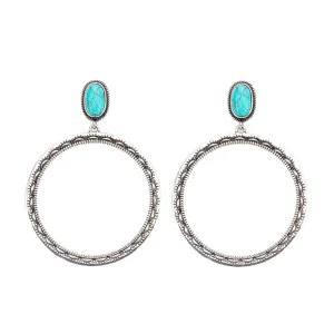 West And Company Hoop with Turquoise Detail Earrings