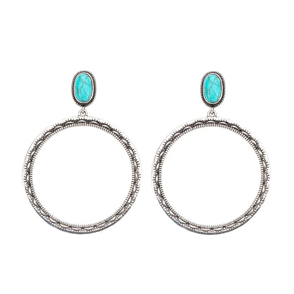 West And Company Hoop with Turquoise Detail Earrings