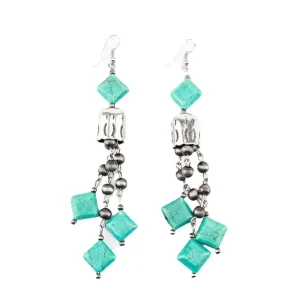 West And Company Navajo Pearl Turquoise Tassel Earrings