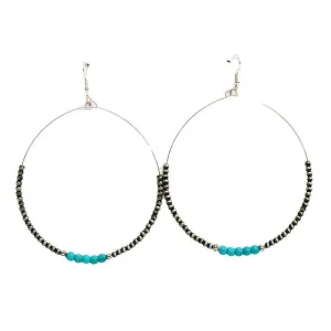West And Company Navajo Pearl with Green Turquoise Dangle Hoops