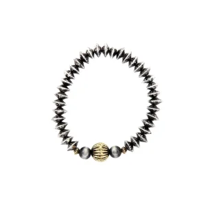 West And Company Silver Disc Beaded Stretch Bracelet