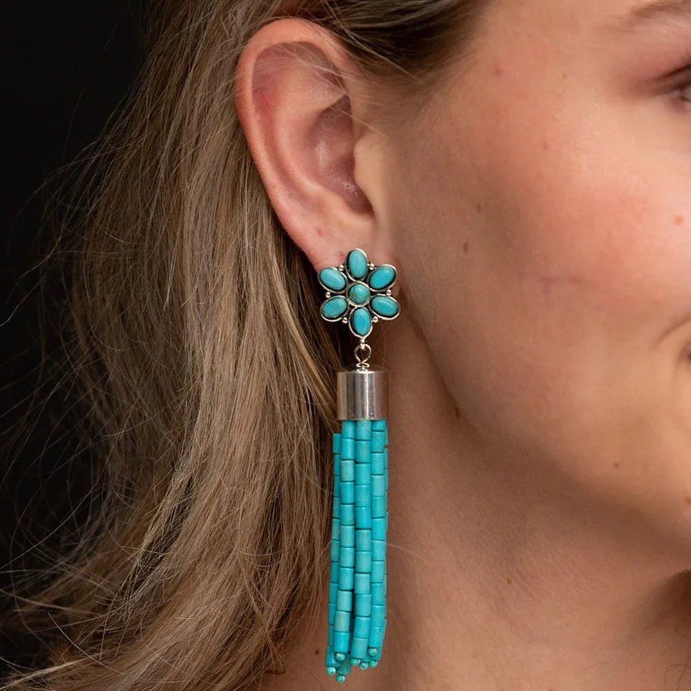 West And Company Turquoise Tassel Earrings - Image 2