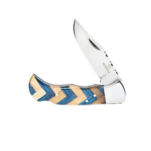 Western Fashion Circle SH Cutlery Blue & Brown Lockback Knife