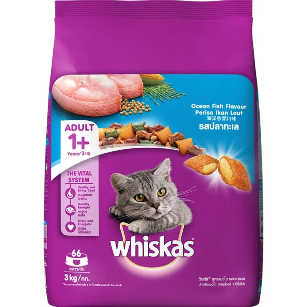 Whiskas Ocean Fish Flavour Adult Cat Dry and Wet Food Combo - Image 2
