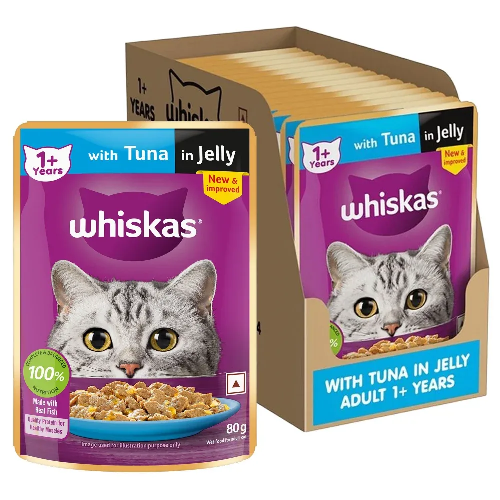 Whiskas Tuna in Jelly Meal and Tuna Flavour Adult Cat Wet & Dry Food Combo - Image 2