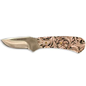 Whiskey Bent Knives Mini Skinner 440 Steel Fixed Blade Knife w/Leather Sheath