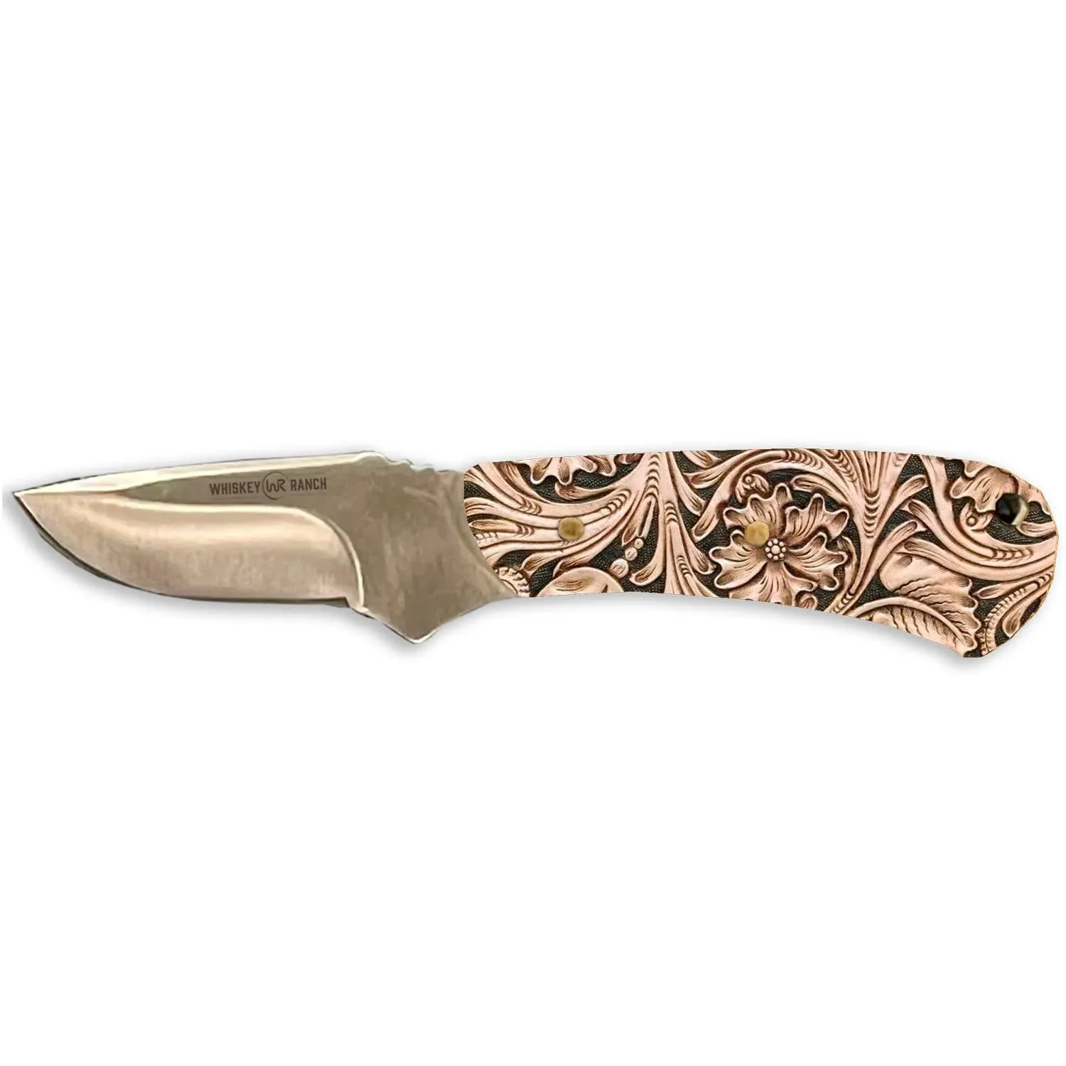 Whiskey Bent Knives Mini Skinner 440 Steel Fixed Blade Knife w/Leather Sheath