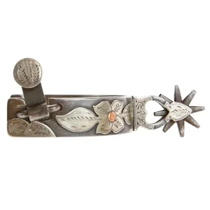 White`S Bits And Spurs Silver Floral 1in Band 8pt Rowel Spurs