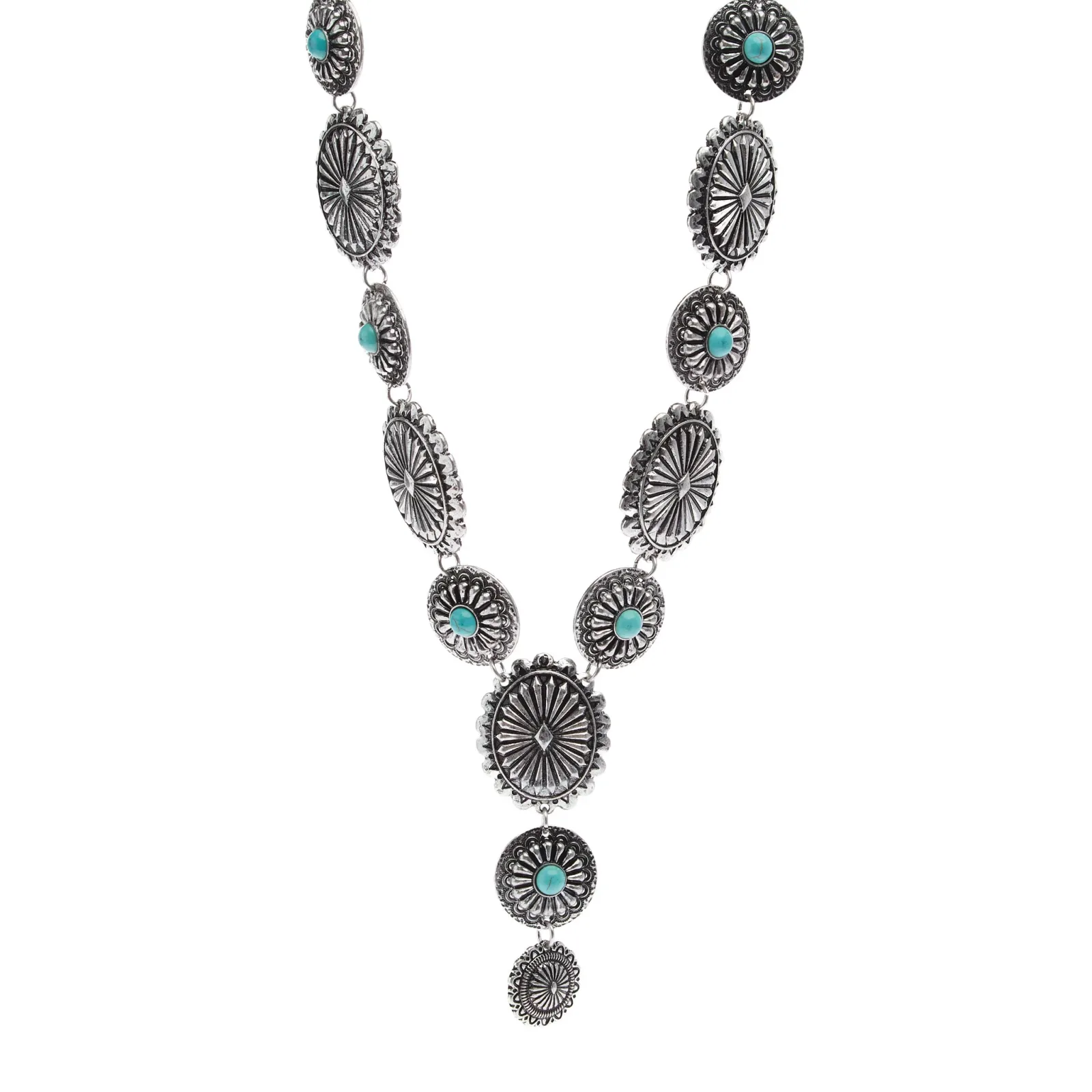 Wild Junkie Turquoise Accent Concho Necklace - Image 2