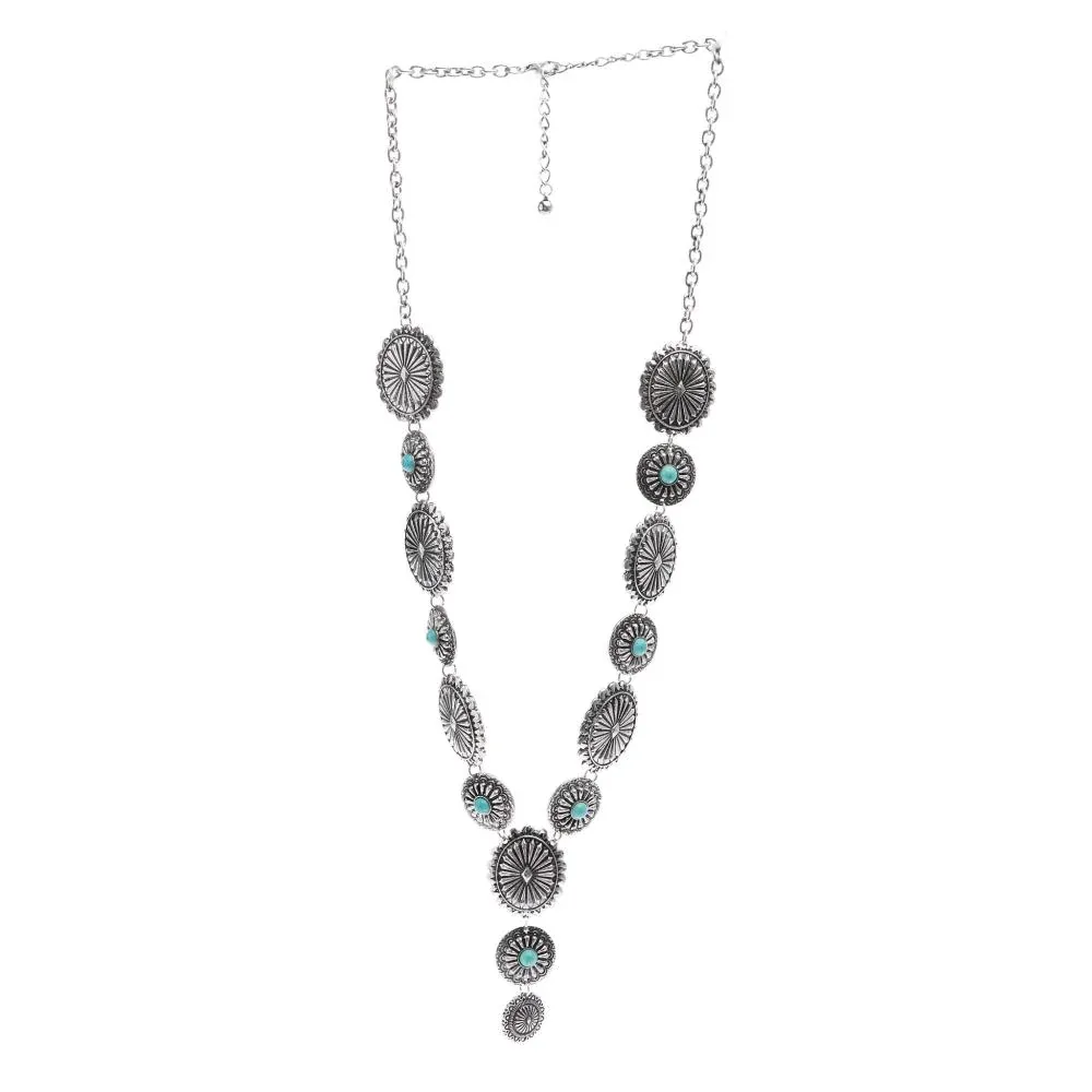 Wild Junkie Turquoise Accent Concho Necklace