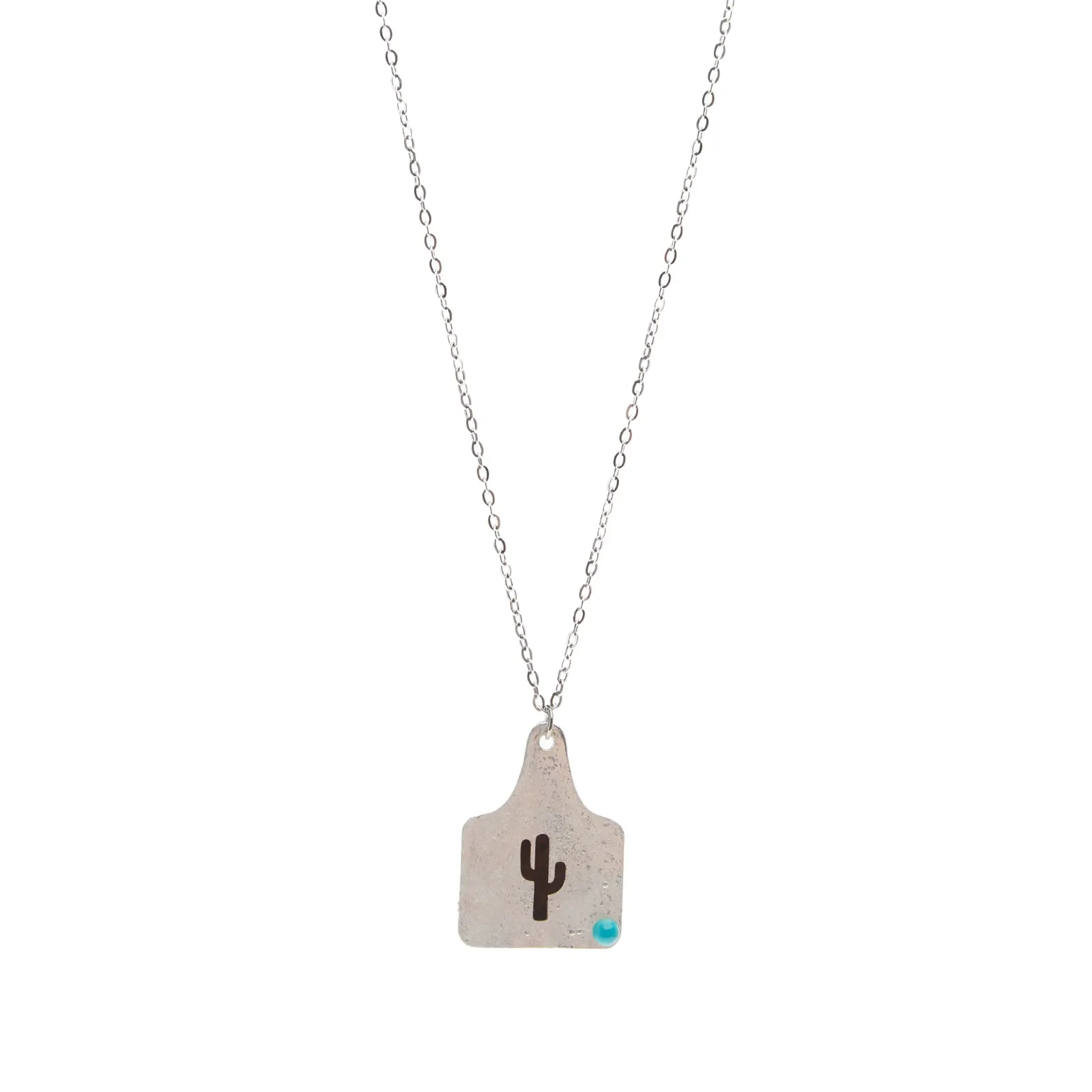 Wild Junkie Turquoise Cactus Cattle Tag Necklace - Image 2