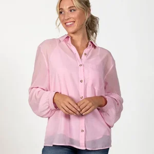 Wishlist Country Grace Blush Button Down Top