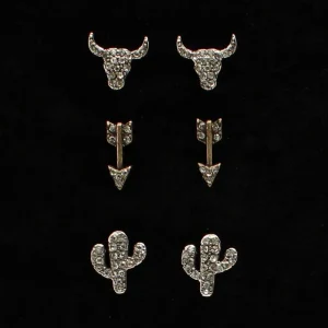 Womens 3 Piece Arrow/Cactus Earring Set