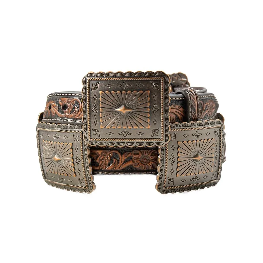 Women's Floral Scalloped Concho Belt