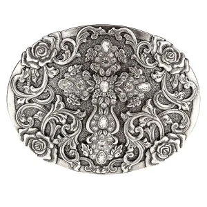 Women's M&F Oval Cross Rhinestone Buckle