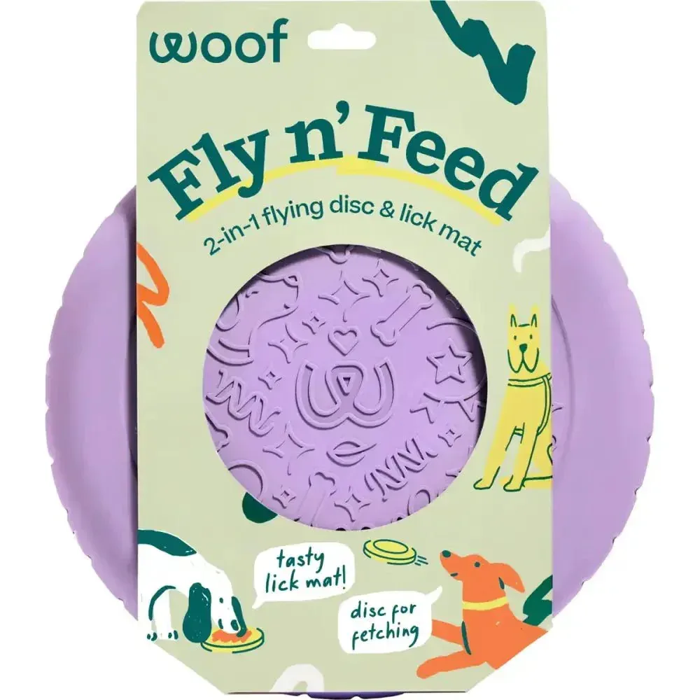 Woof Fly N' Feed Flying Disc Dog Toy & Lick Mat for Enrichment