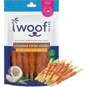 Woof Island Healthy Rawhide Free Dog Chews with Coconut and Chicken for Dogs