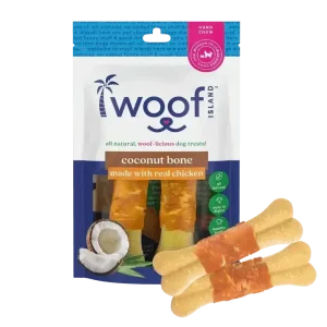 Woof Island Natural Coconut Bones with Chicken Healthy Dog Snacks