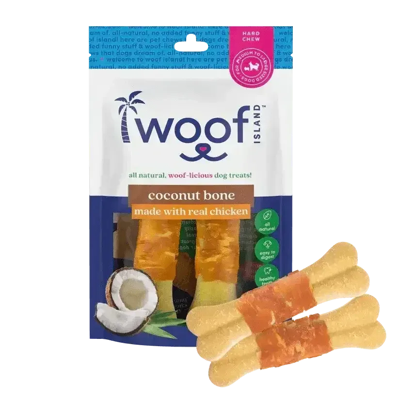 Woof Island Natural Coconut Bones with Chicken Healthy Dog Snacks