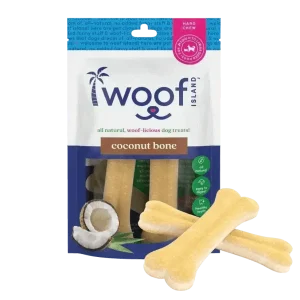 Woof Island Natural Rawhide Free Dog Chews - Healthy Coconut Bones (2 pcs)