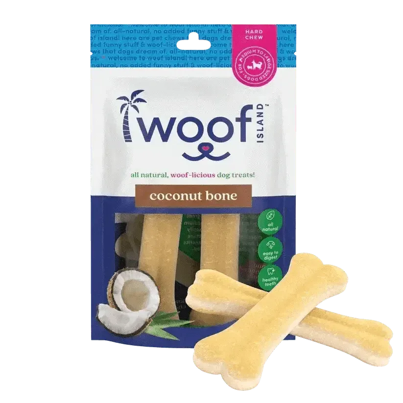 Woof Island Natural Rawhide Free Dog Chews - Healthy Coconut Bones (2 pcs)