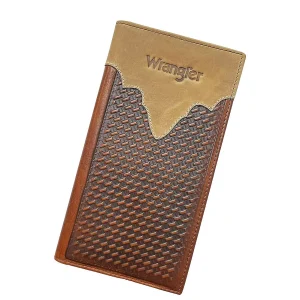 Wrangler Basketweave Embossed Leather Overlay Checkbook Wallet
