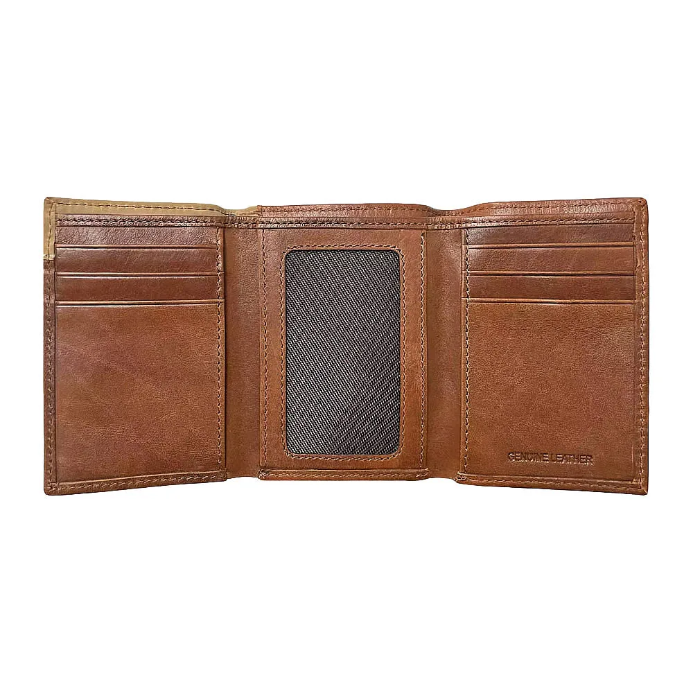 Wrangler Basketweave Embossed Leather Overlay Trifold Wallet - Image 2