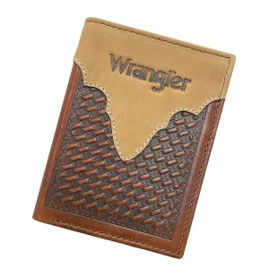 Wrangler Basketweave Embossed Leather Overlay Trifold Wallet