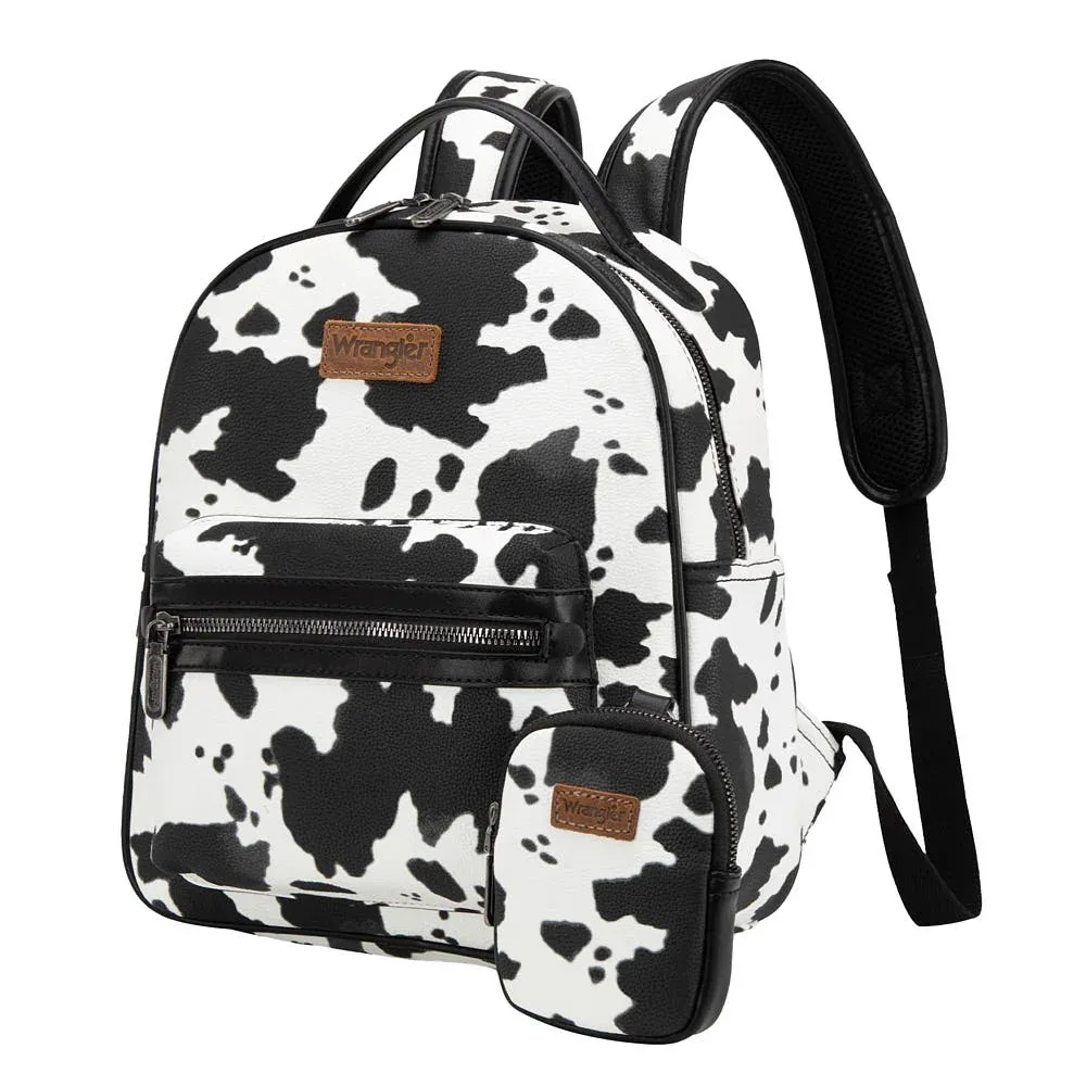 Wrangler Black Cow Print Backpack with Coin Pouch - Image 2